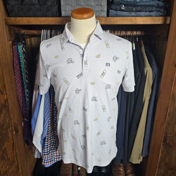 TravisMathew x Truly Men's White Golf Polo M – Limited Edition Promotional Shirt - Picture 1 of 13